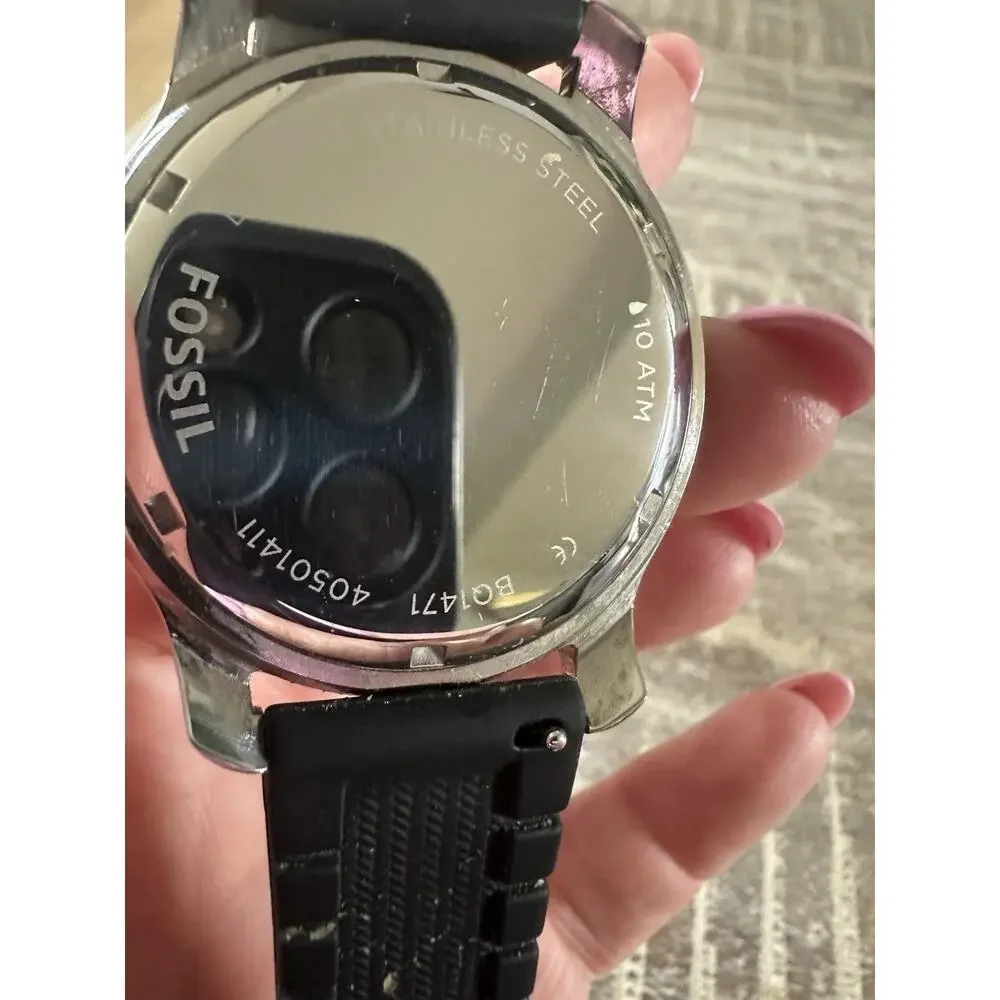Fossil Watch BQ1471 Stainless Steel Chronograph New Battery Black Band